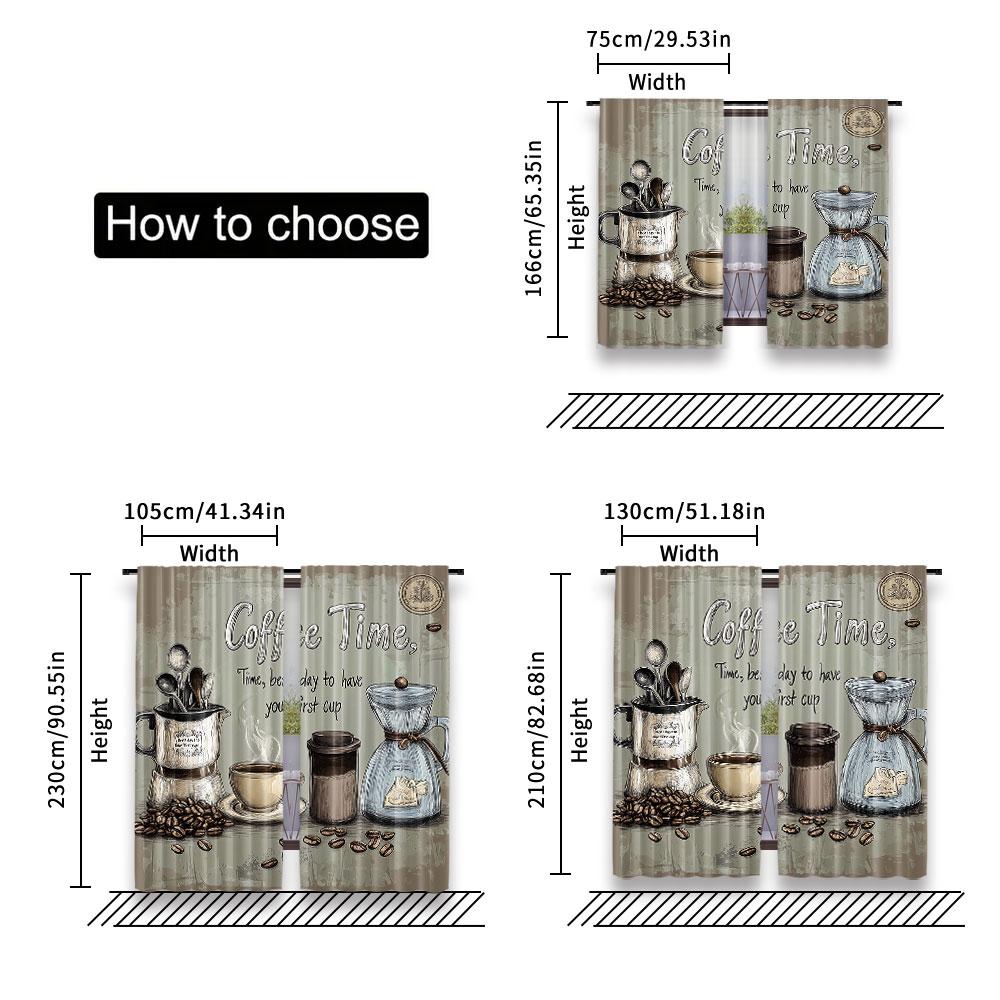2 шт. Кофейно-коричневые шторы Кантри Винтаж Рустик Модерн Латте Маленькие Короткие Кафе Подходят для Спальни Ванной Гостиной Столовой