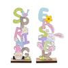 2 Pcs Easter Decorations Wooden Bunny Letter Printing Crafts Ornament Easter Decor for Home Table
