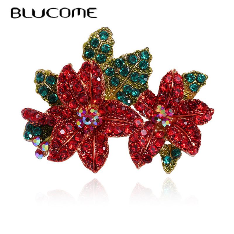 Blucome Брошь с красным цветком, заколки для растений, женская брошь для пальто, костюма, заколки для хиджаба, подарок на Новый год