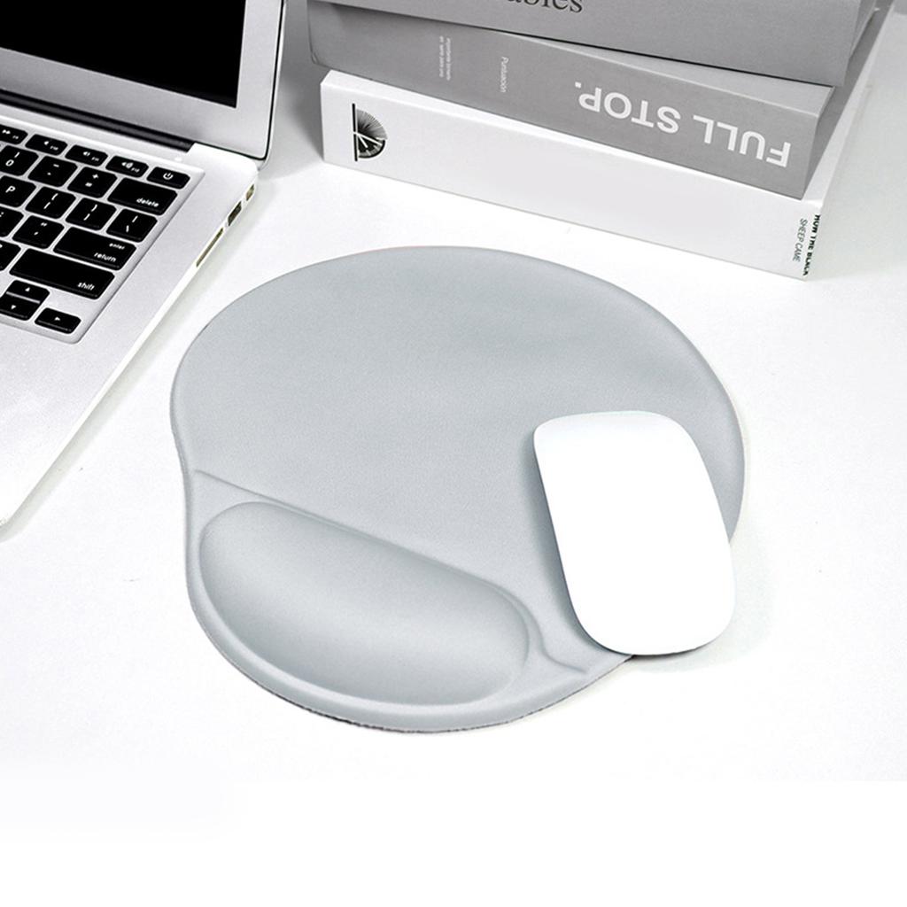 Wrist Rest Mouse Pad Gray Soft Silicone Ergonomic Design Nonslip PU Bottom Mouse Wrist Pad for Office Work Game Grey