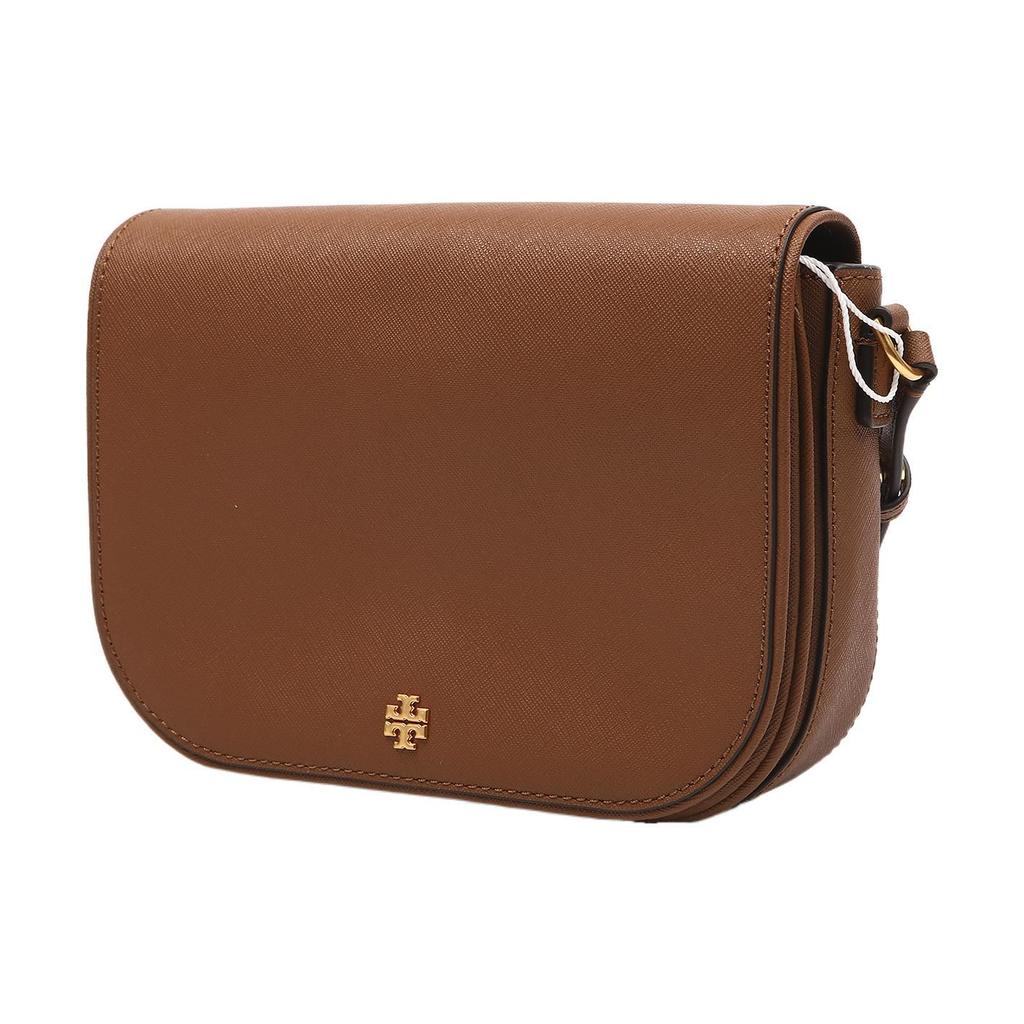 Tory Burch Emerson Metal Logo Adjustable Shoulder Strap Textured Leather Crossbody Bag Women bags Brown 134839-909