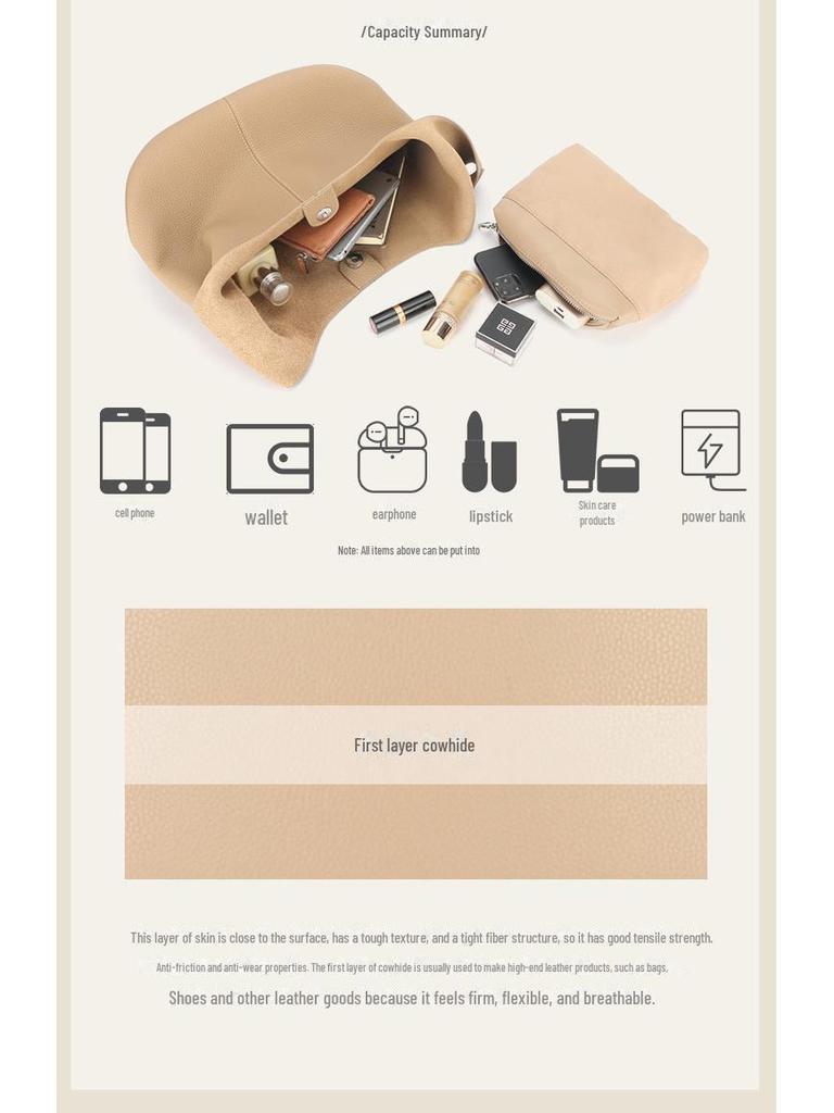 Женская сумка-тоут из натуральной кожи, модная, простая, ленивая, большая вместимость, высококачественный дизайн на одно плечо под мышкой