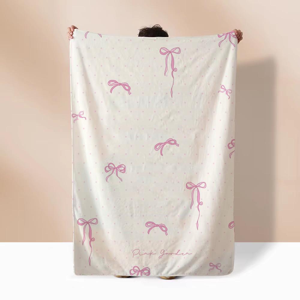 Korean Sweet Cool Broken Flower Bow Fluffy Plaid Warm Winter Blankets for Sofa Cover Blanket Home Interior Bed Throw Beach Towel