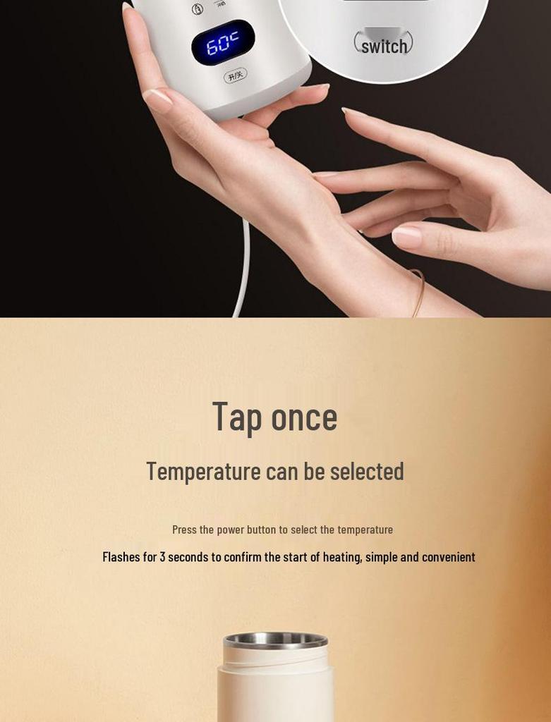 Умный дорожный чайник Chigo: Портативная электрическая кружка для кипячения, нагрева и термоизоляции. Идеально для использования в офисе и в путешествиях.