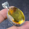 Natural Citrine Gemstone Handmade 925 Sterling Silver Jewelry Pendant 2.17" A4G23