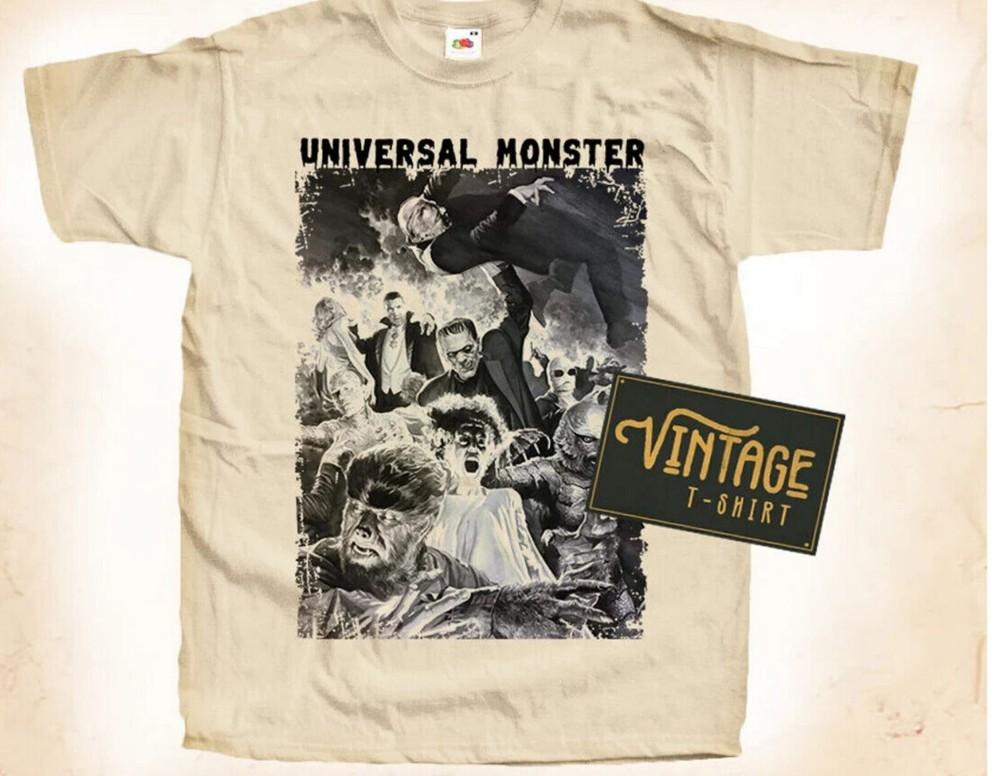 Винтажная футболка Universal Monster Natural Унисекс Хлопок Мужская Женская S-5XL