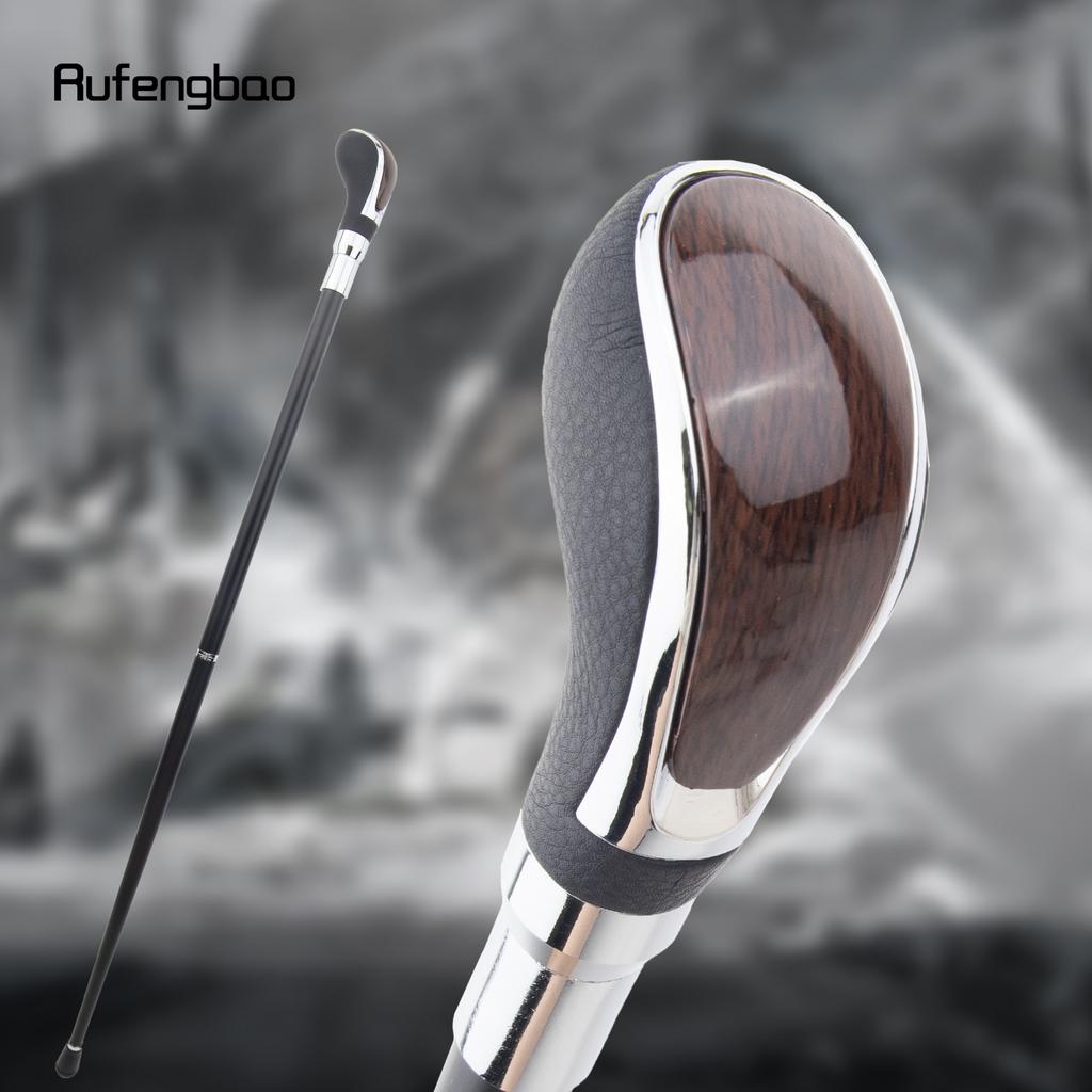 Black Leather Brown Wooden Silver Walking Cane Fashion Decorative Walking Stick Gentleman Elegant Cosplay Cane Crosier 93cm