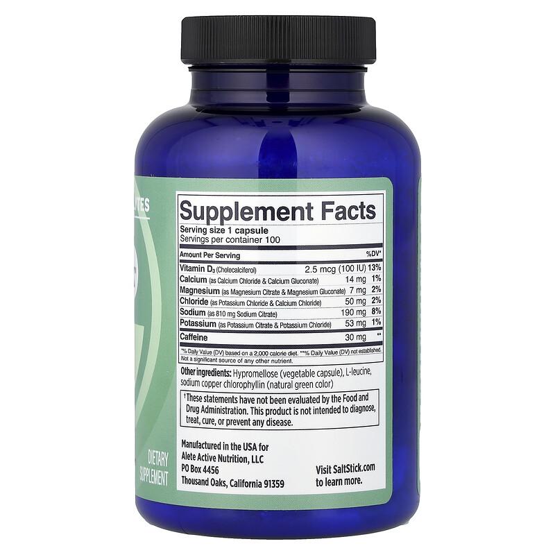 Electrolyte Capsules + Caffeine, 100 Vegetarian Capsules