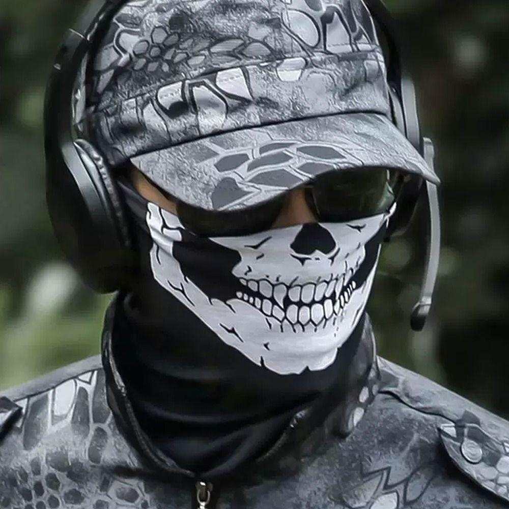 Skull Print Bicycle Balaclava Windproof Anti-UV Motorcycle Full Face Mask Full Face Design Neck Warmer Full Face Mask