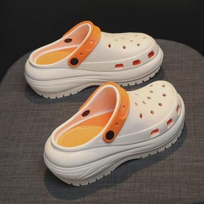 Женские летние нескользящие полутапочки на толстой подошве: Пляжные сандалии Baotou Hole для увеличения роста