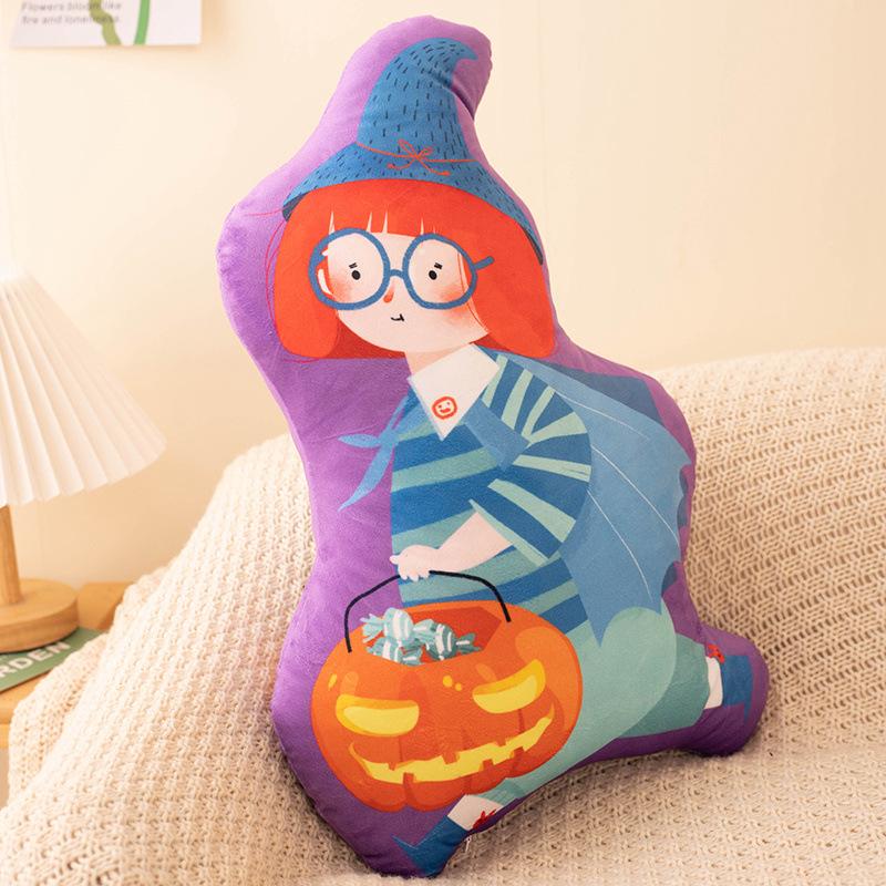 Cartoon Spoof Halloween Pumpkin Bat Zombie Doll Pillow Illuminated Holiday Decoration Plush Toy