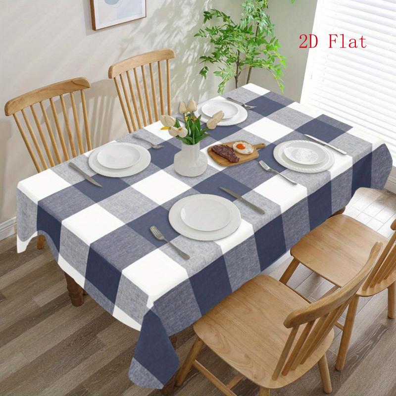 2D Flat 1pc Rectangular Polyester Checkered Tablecloth - Perfect Holiday Home Decor Item, Suitable for Parties, Indoor, Outdoor, Picnics