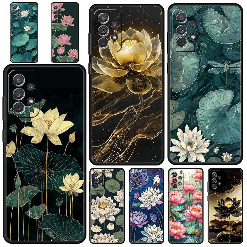 Чехол для телефона Samsung Galaxy A17 A15 A13 A51 A71 A41 A31 A21S A07 A03S A05 A35 A55 A23 A25 A33 A53 A73 5G Cover с узором Лотоса