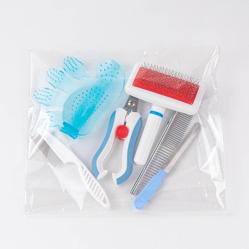 Grooming Six-Piece Set for Cats Dogs Bathing Comb for Flea Combing Hair Removal Repair Nails Massage Intimate Design Beauty Tool