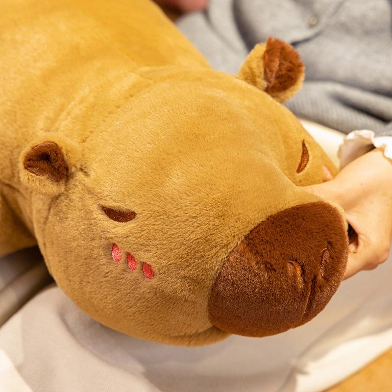 60/80cm Cute Capybara Plush Toy Very Soft Stuffed Animal Shy Pink Brown Capybara Plushies Washable