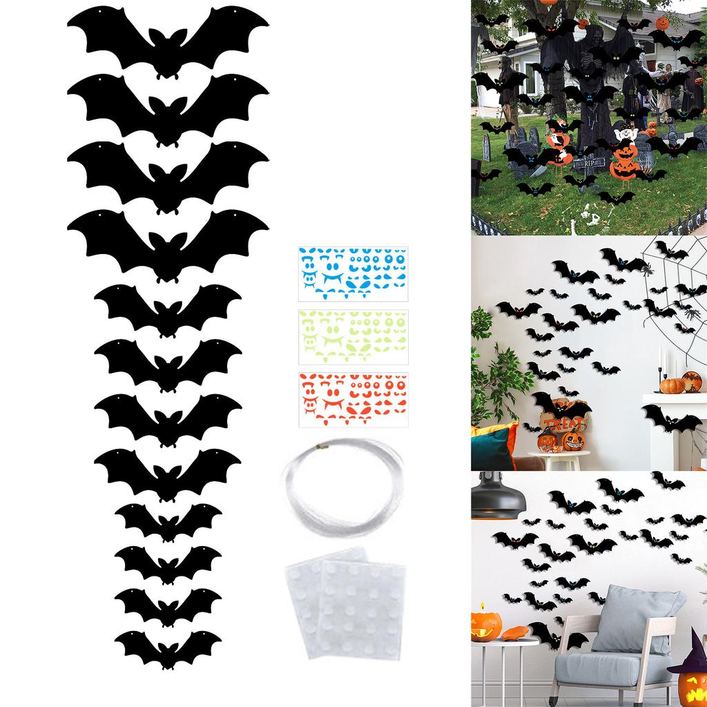 12 упаковок подвесных летучих мышей, уличные украшения на Хэллоуин, водонепроницаемый пластик,