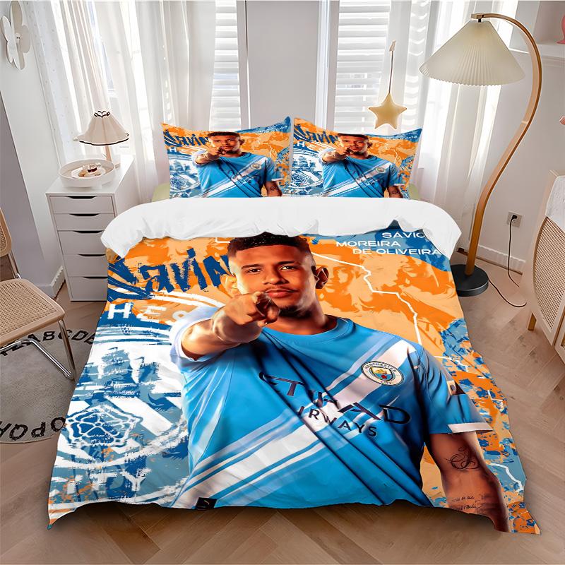Man City Player Print 3Pcs Bedding Setduvet Cover With 2 Bedropillowcase Home Birthday Gift