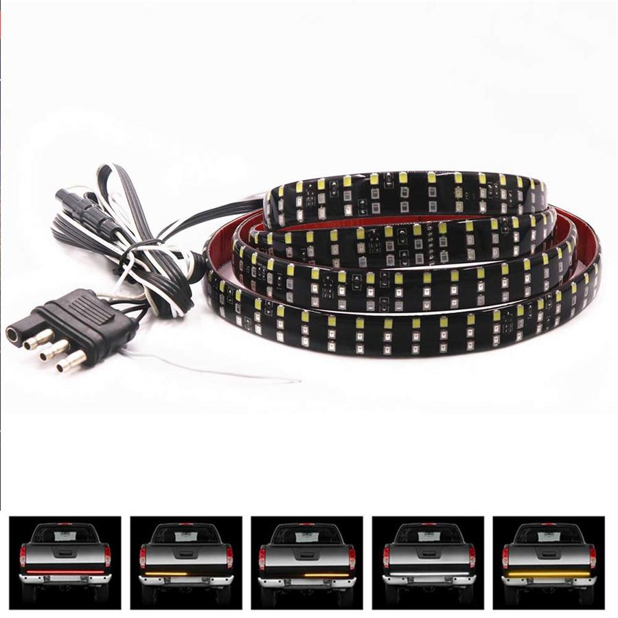 49" 3-Row Flowing LED 3-Color Waterproof Car Tailgate Light Brake Lamp