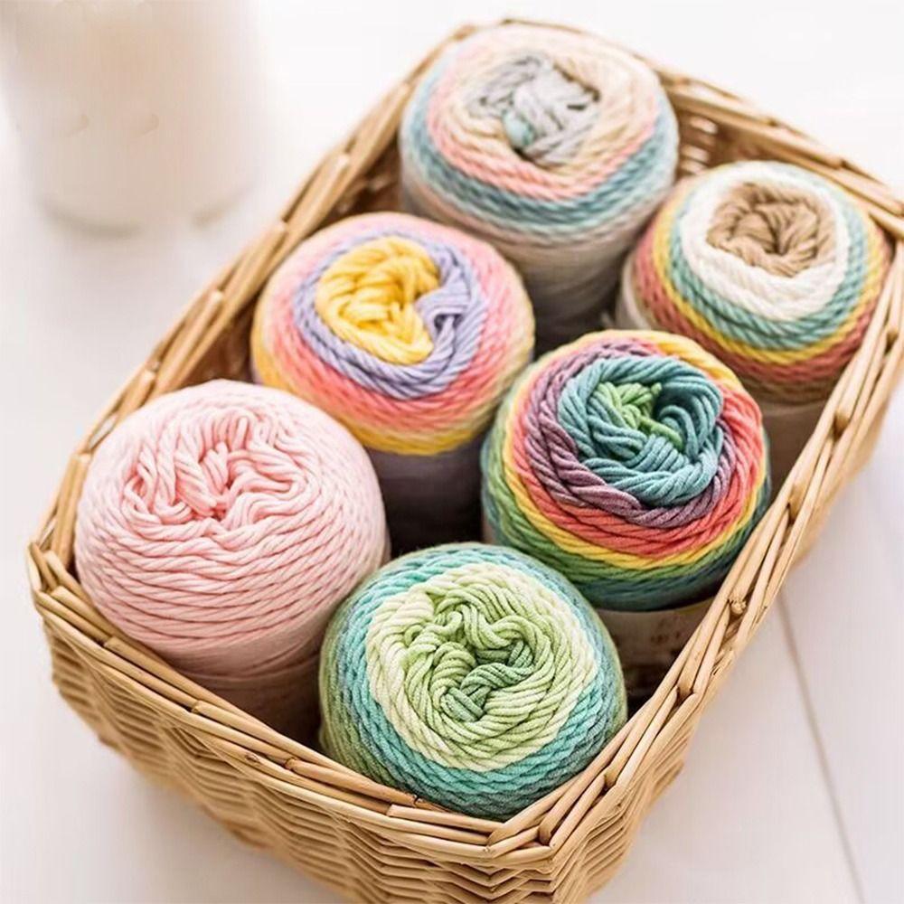 Rainbow Color Crochet Knitting Cotton Rainbow Cotton Yarn Warm Milk Cotton  Scarf