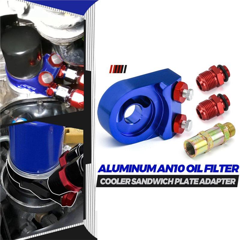Ingenious-Aluminum Oil Cooler Kit 10AN Oil Filter Sandwich Adapter For Turbo T3 T4 Engine Plates