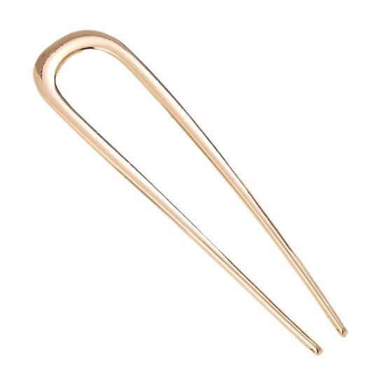 U-Shaped Hair Fork Elegant Golden Silver-color Alloy Anti-slip Long Thick Hair Updo Bun French Hair Pin Stick Women Girls Hair Accessories