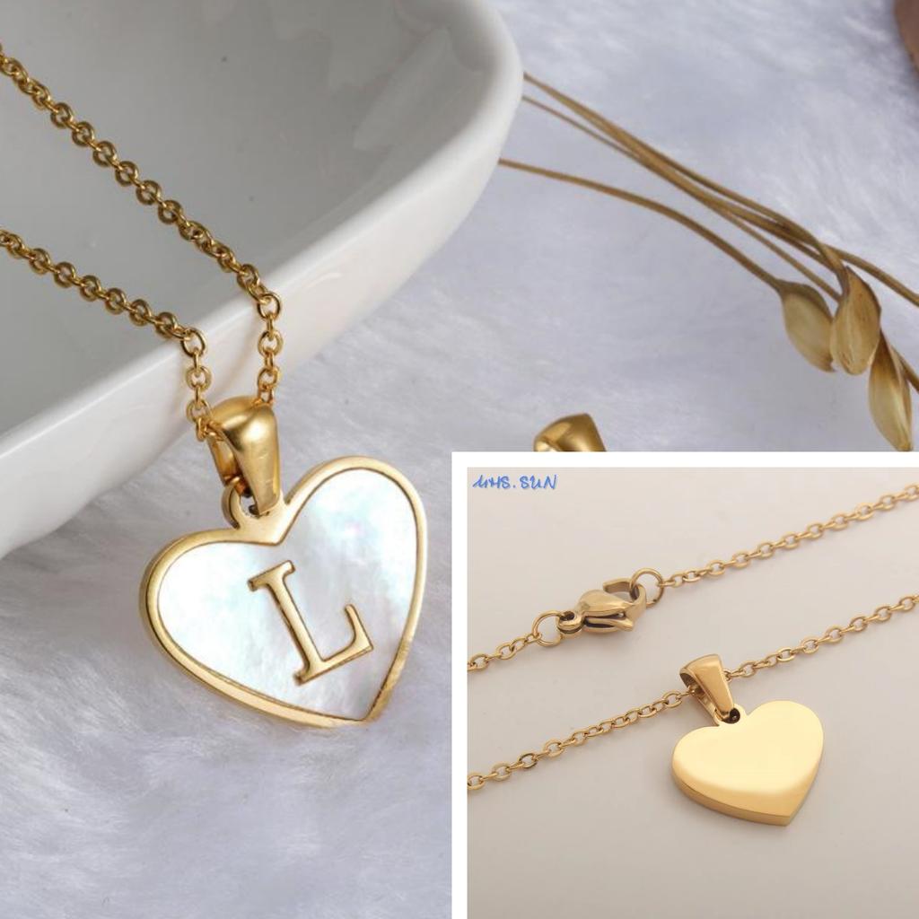 MHS.SUN Stainless Steel Heart Initial Necklace for Women Girls Gold Plated A-Z 26 Letter Pendant Choker Jewelry Birthday Gifts