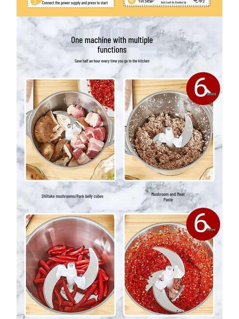 Немецкая электрическая мясорубка и измельчитель овощей - Многофункциональный блендер из нержавеющей стали для чили и приготовления пищи