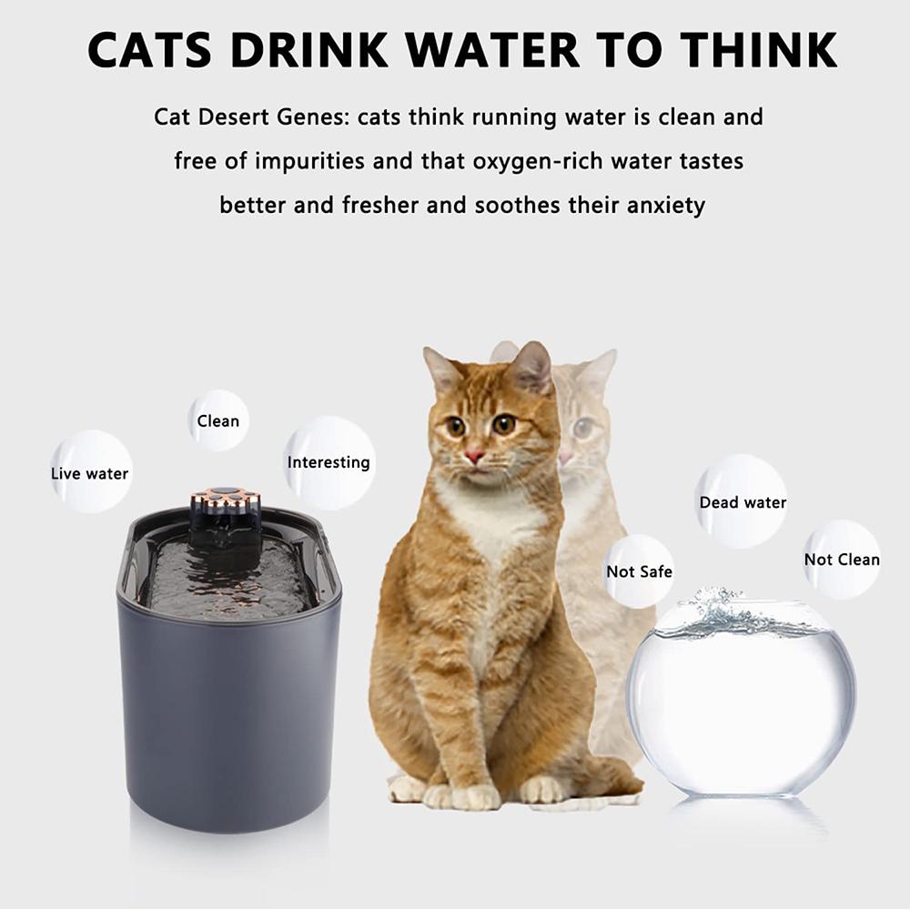 Automatic Cat Water Fountain for Cats and Dogs with Filter, LED Light