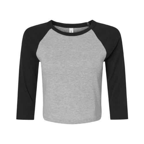 Bella + Canvas Womens/Ladies Heather Raglan 3/4 Sleeve Crop Top