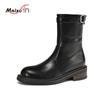 Ботильоны в стиле панк с пряжкой на ремне, женские новые модные ботильоны с молнией сзади, повседневные женские туфли на платформе на среднем каблуке, размер плюс 42