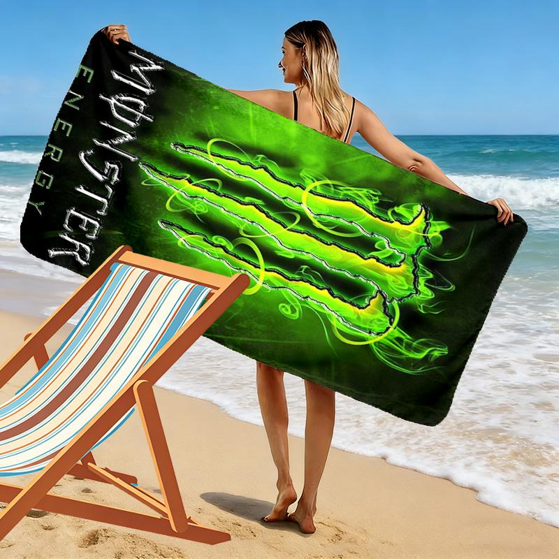 Логотип Напитка Monster Energy Пляжное Полотенце Пляжное Полотенце Для Фотографий В Отпуске Пляж Морской Берег Бассейн На Открытом Воздухе Полотенце Для Бассейна Пикник На Открытом Воздухе Пляжный Коврик Комфорт Мода