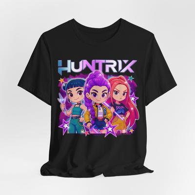 HUNTRIX Графическая футболка в стиле чиби, Веселая повседневная футболка, Подарок для фанатов, Мягкая футболка,