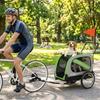 PawHut Dog Bike Trailer 2 in 1 Foldable Pet Stroller with Safety Belt Reflectors Green
