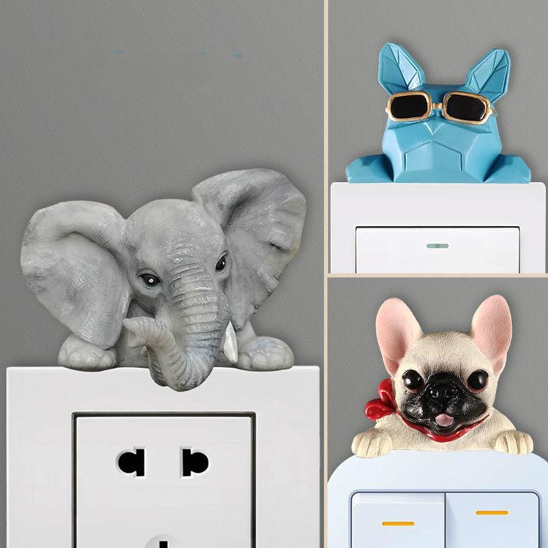 Креативные 3D-наклейки на выключатель из смолы для гостиной и спальни, мультяшные наклейки на стену с выключателем, декоративная защитная крышка, DIY