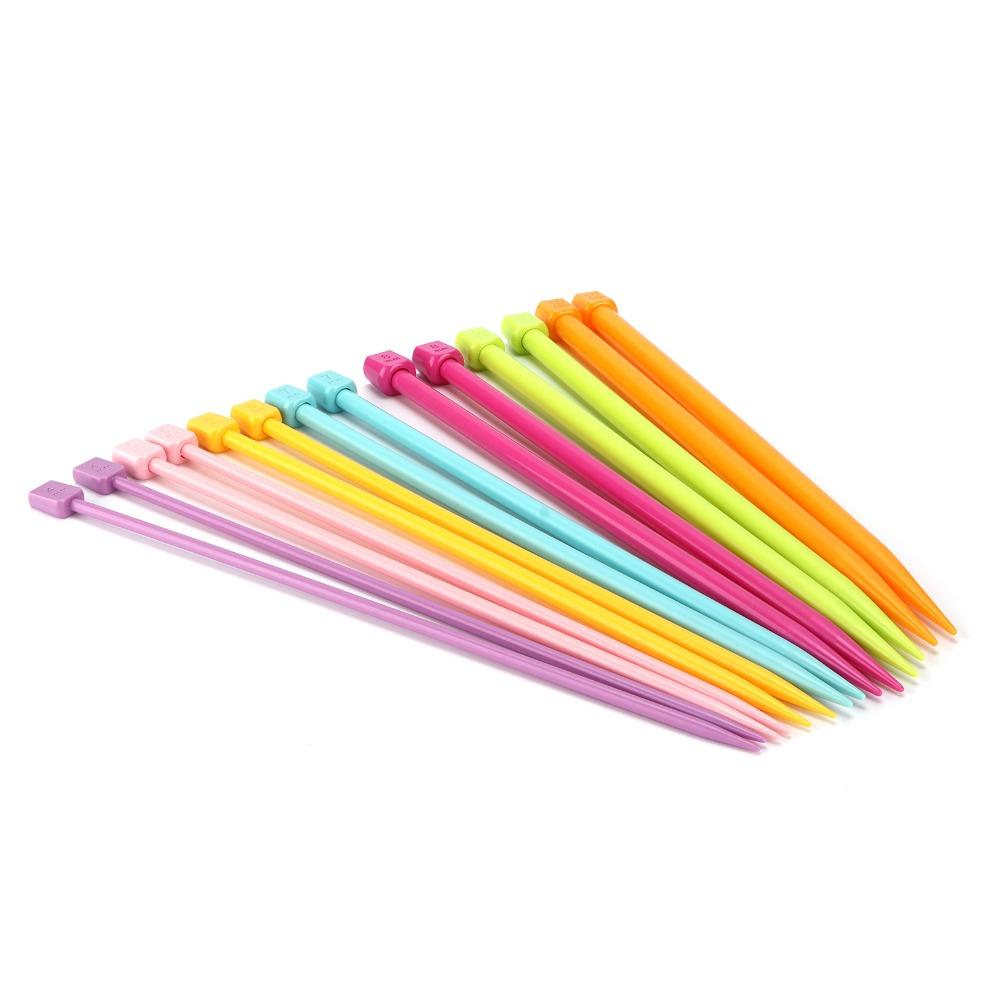 14pcs Multicolour Single Point Knitting Needles Plastic Plastic Knitting Needles DIY Enthusiast