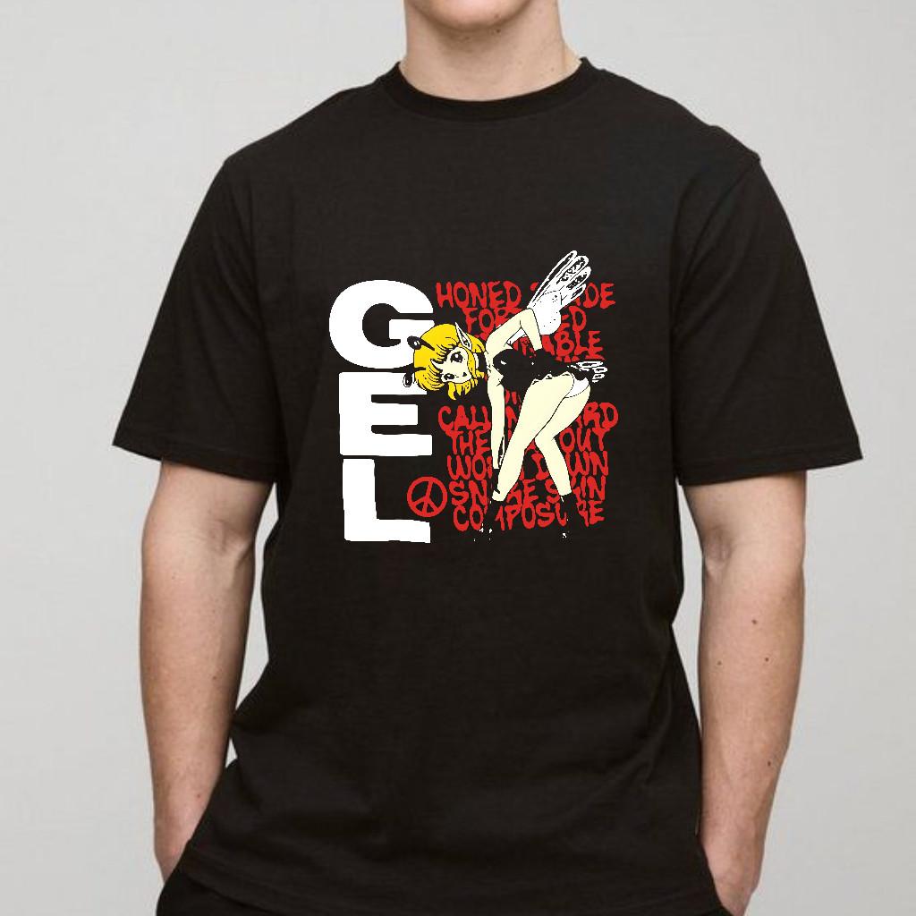 Vintage Gel Band Graphic Cotton Black Shirt Unisex Concert Tee S5XL