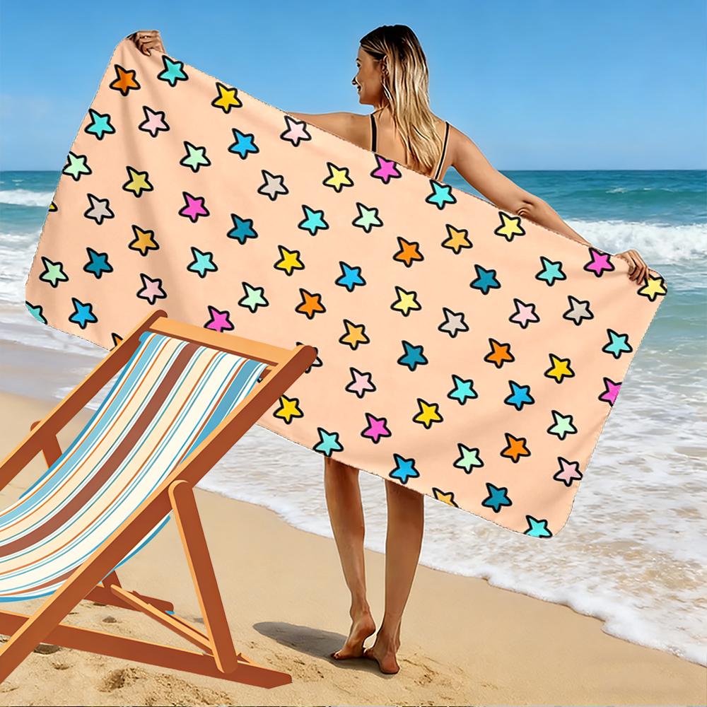 Colorful Star Pattern Beach Towel Beach towel quick-drying for travel outdoor sports jogging beach and swimming