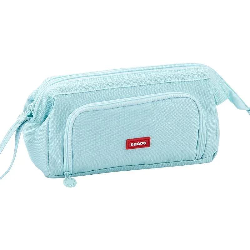 Multifunctional Korean Large Capacity Pencil Bag Double-layer Canvas Pen Case Portable Stationery for Students Pencil Case
