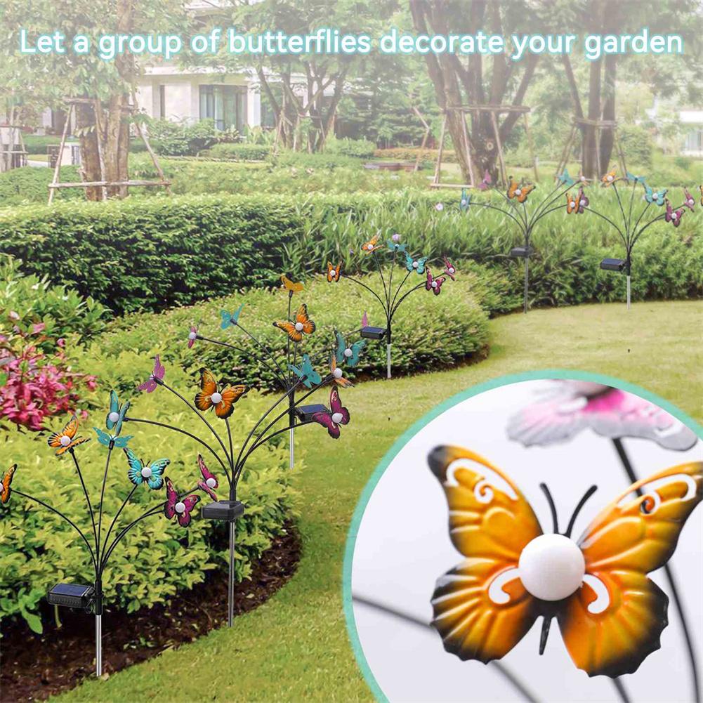 Solar Garden Lights Solar Outdoor Butterfly Lights Wind Swaying Outdoor Lights For Outside Fence Yard Lawn Garden Decor