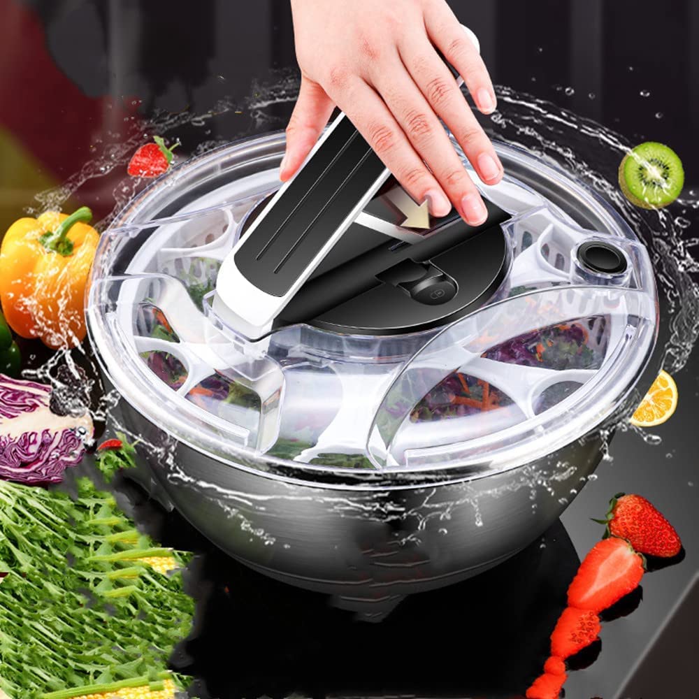 Salad Spinner Stainless Steel Large, Vegetable Washer  Lettuce Cleaner and Dryer