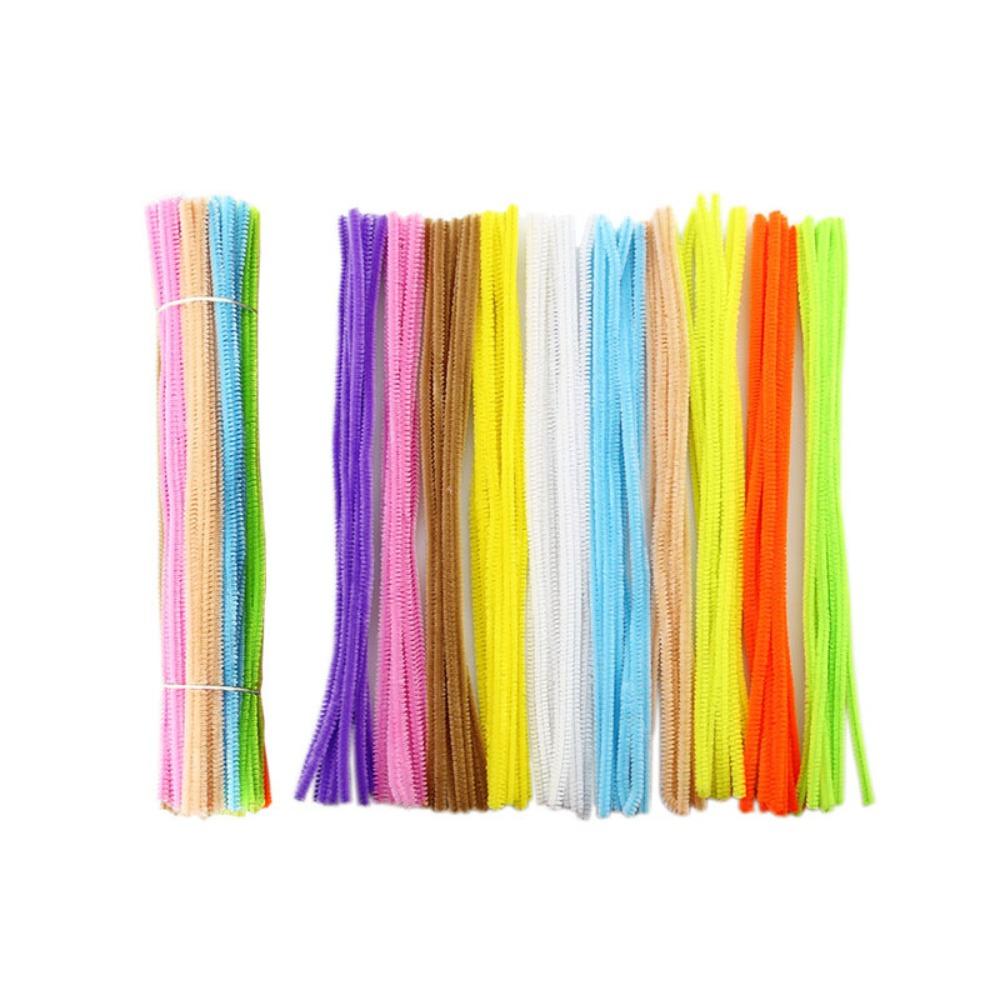 100pcs Educational Toys DIY Strips Twist Bar Chenille Stems Plush Wired Twist Sticks  Handcraft