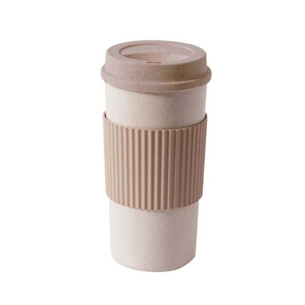 Camping Outdoor Eco-friendly Portable Wheat Straw with Lid Drinkware Tumbler Cup Tea Cup Coffee Mug
