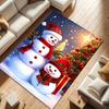 1pc Christmas Themed Rug, Big Snowman and Little Snowman Print, Bedside Carpet, Non slip Laundry Room Mat, Machine Washable Water Absorbing