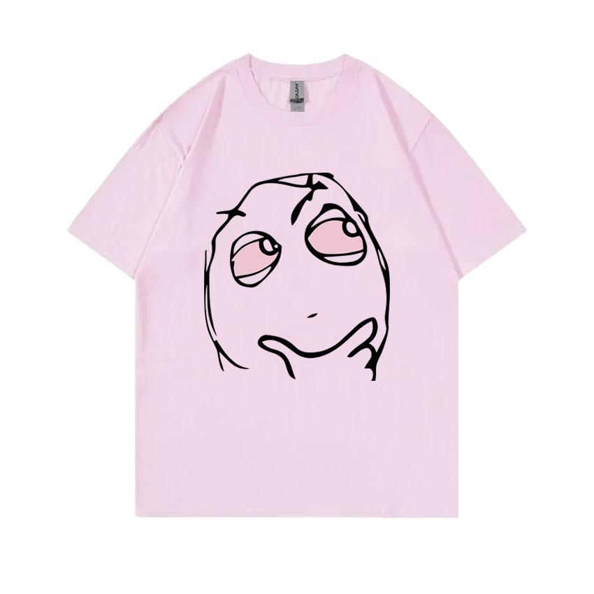 RAGE GUY Забавная футболка-мем Манга Лицо тролля Будь мной Задумчивые красные глаза Лицо высокой реакции Футболка Мужская Женская Хлопковая футболка оверсайз