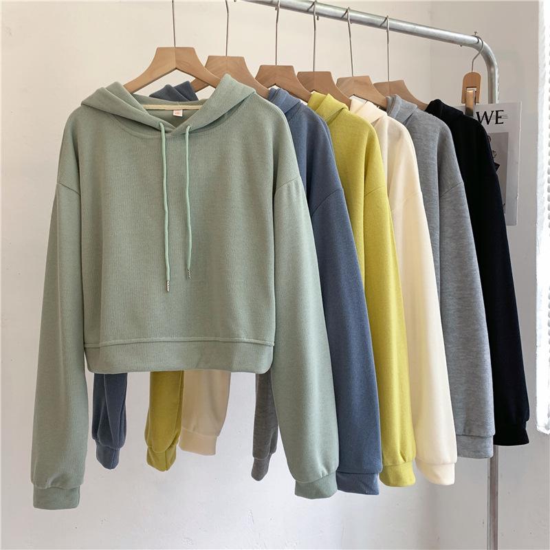 Women's Spring & Autumn Loose Hooded Sweatshirt, Korean Chic & Hong Kong Style, Trendy Short Jacket Top