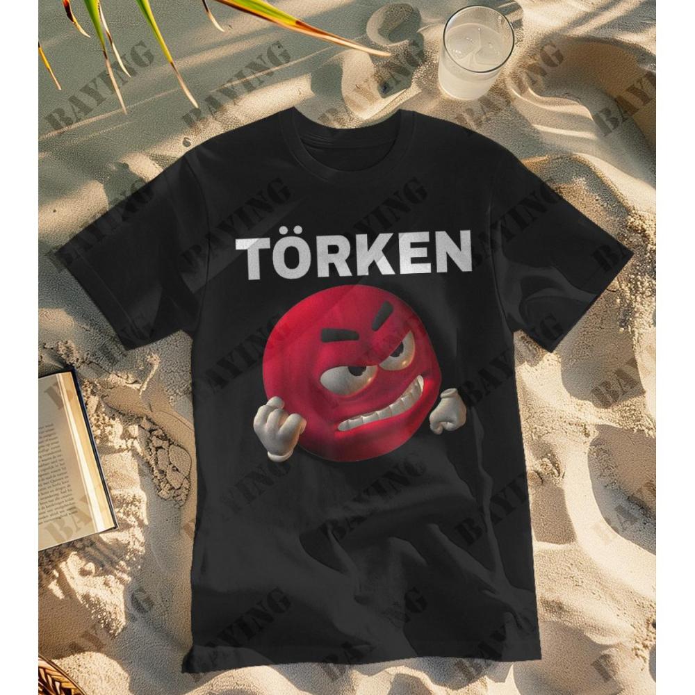 Турецкая мем-футболка для мужчин и женщин с жирным шрифтом TORken и дизайном красного лица, 180 г/м², повседневная рубашка с коротким рукавом, для мужчин и женщин, на все сезоны