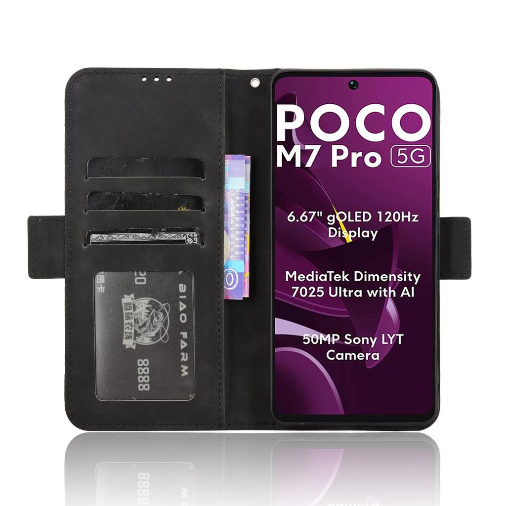 For Xiaomi Poco M7 Pro 5G Leather Case Phone Wallet Cover with Multiple Card Slots