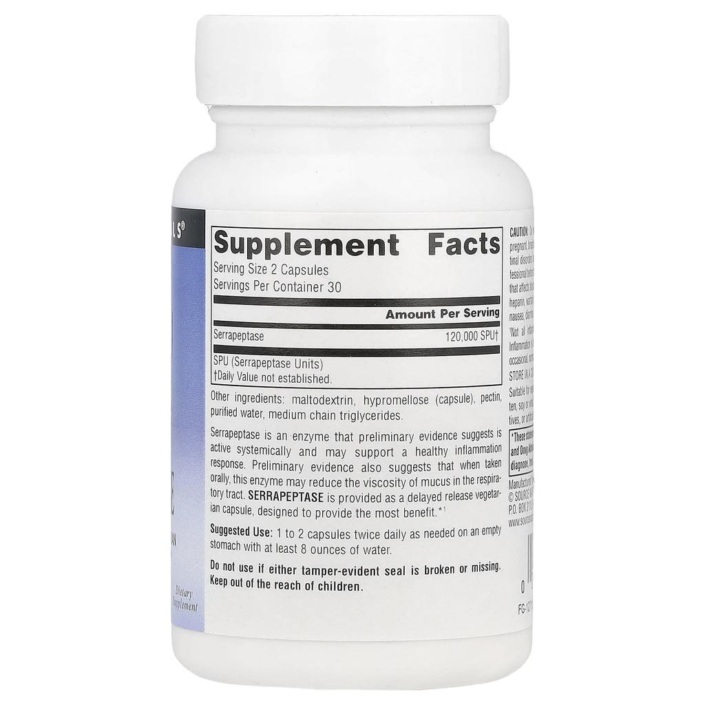 Serrapeptase, 60 Capsules (60,000 SpU Per Capsule)