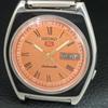 РЕДКИЕ ВИНТАЖНЫЕ МУЖСКИЕ АВТОМАТИЧЕСКИЕ ЧАСЫ SEIKO 5 7009A ЯПОНИЯ ПЕРСИКОВЫЙ ЦИФЕРБЛАТ a709550-1