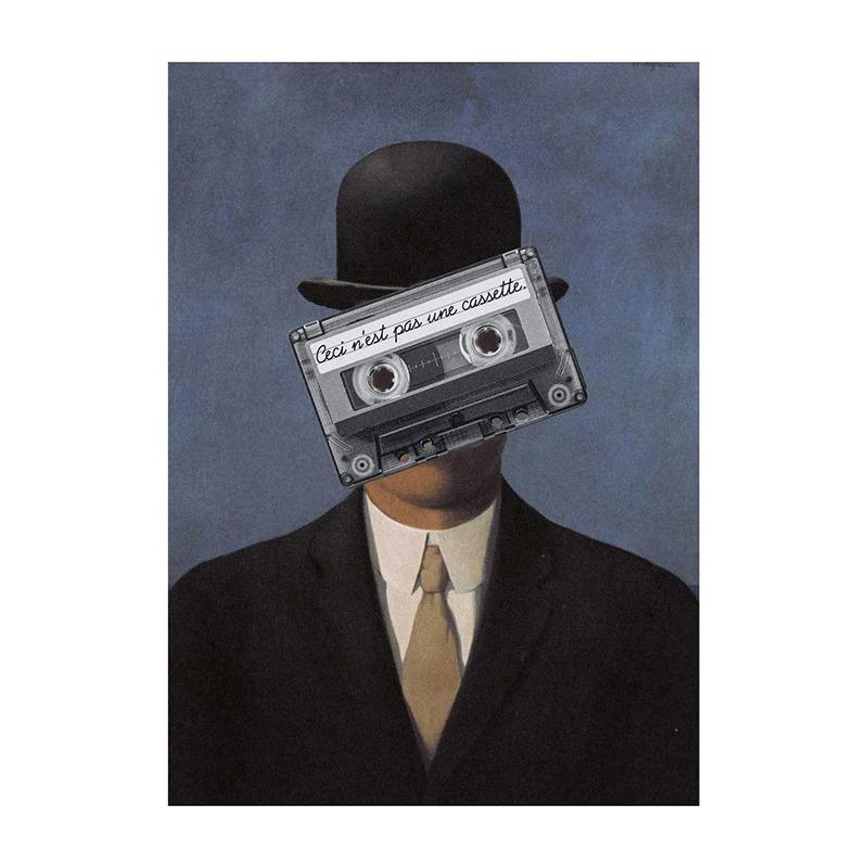 Tape Collage Canvas Painting Shy Girl Poster and Print The Classy Kiss Wall Art Picture for Living Room Home Wall Decoration